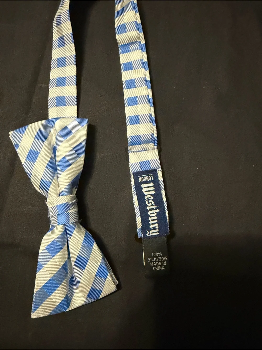 Westbury Kids Blue Gingham Bow Tie